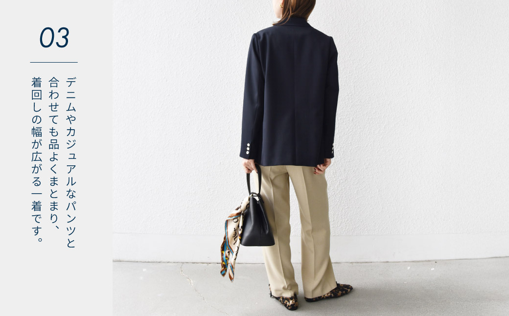 No.3147 ウールギャバジンW ジャケット サイズ36 ネイビー 36