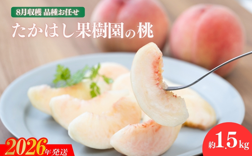 No.1905たかはし果樹園の桃　8月収穫 福島市産 白桃 品種 おまかせ (白鳳、あかつき、まどか、よさこい桃、川中島白桃、ゆうぞら ) 約1.5kg【2026年発送 先行予約】
