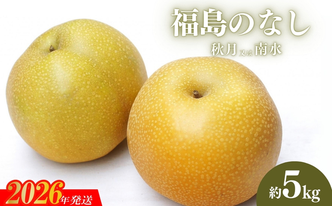 No.2186福島のなし　秋月または南水　約5kg【2026年発送】