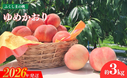 No.2578香り高いもも 硬くて甘い/ゆめかおり 約3kg【2026年発送　先行予約】