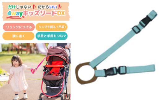 No.2895 ４ｗａｙキッズリードＤＸ　通常の長さタイプ【ベルト：ミスティブルー　リング：ブラウン】