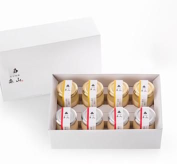 No.0975 森山の湯庵プリン　8個入りギフトセット（プレーン4個、はちみつ4個）化粧箱入り