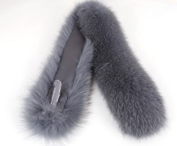 SAGAフォックス ストレートカラー (グレー)｜日本製 毛皮 リアルファー マフラー 冬服 [0446]