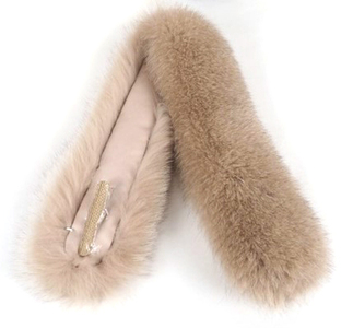 SAGAフォックス ストレートカラー (グレージュ)｜日本製 毛皮 リアルファー マフラー 冬服 [0447]