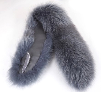 SAGAフォックス ショールカラー (グレー)｜日本製 毛皮 リアルファー マフラー 冬服 [0449]