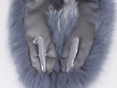 SAGAフォックス ショールカラー (グレー)｜日本製 毛皮 リアルファー マフラー 冬服 [0449]