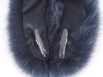 SAGAフォックス ショールカラー (ネイビーグレー)｜日本製 毛皮 リアルファー マフラー 冬服 [0450]