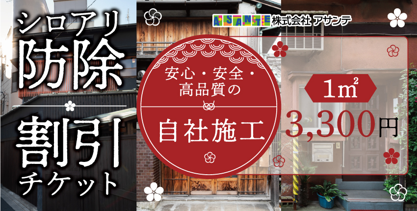 シロアリ 防除作業一式 1平米 チケット (3300円分)｜白アリ 白蟻 防除 対策 会津若松市 家 自宅 実家 別荘 クーポン 補助券 割引券 利用券 アサンテ [0904]