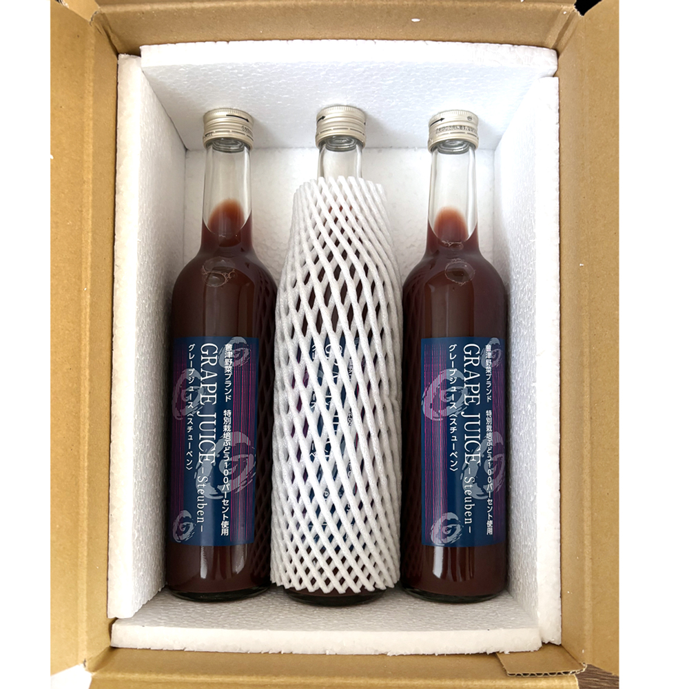 小森ぶどう園の100%ぶどうジュース (スチューベン使用) 500ml 3本セット｜ぶどう フドウ ジュース 瓶ジュース フレッシュジュース じゅーす フルーツジュース 飲み物 飲料 ジューシー [1100]