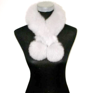 SAGAフォックス 両ボンチョーカー (ライトグレー)｜日本製 毛皮 リアルファー マフラー 冬服 [0443]