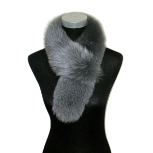 SAGAフォックス ストレートカラー (グレー)｜日本製 毛皮 リアルファー マフラー 冬服 [0446]