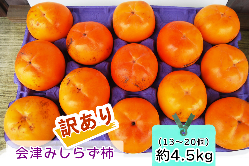 会津身しらず柿 (訳あり・家庭用) 約4.5kg (13個から20個入り) 渡部柿園産｜会津若松 訳アリ 果物 フルーツ 柿 みしらず かき カキ 会津身不知柿 令和7年 2025年 旬 [0937]