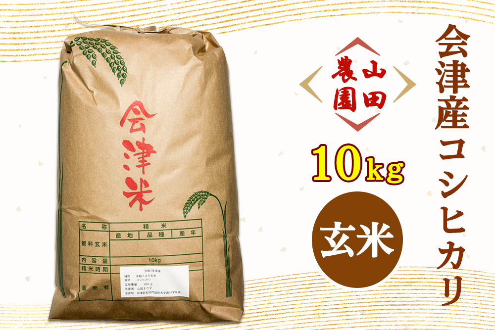 令和7年産 会津産 コシヒカリ 玄米 10kg 山田農園｜令和7年 2025年 会津若松 米 お米 こめ コメ こしひかり [1131]