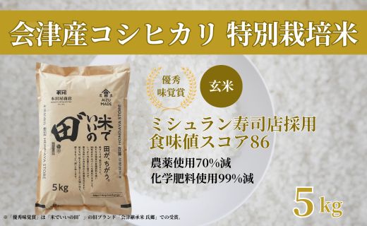 令和7年産 会津産コシヒカリ 米でいいの田゛玄米 5kg｜令和7年 2025年 会津産 米 お米 こめ コメ 玄米 こしひかり [1151]