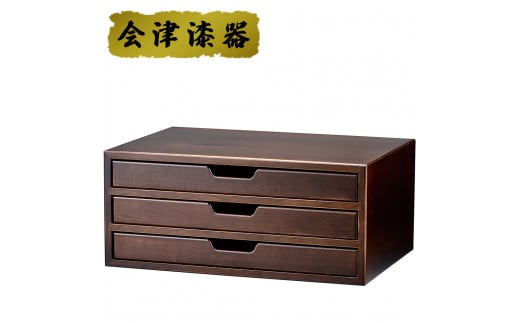 プレジデント A4版三段書類入｜会津若松 漆器 特産品 [0527]