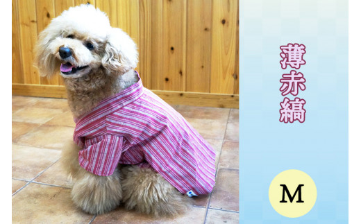 会津木綿甚平 【犬用】薄赤縞 Mサイズ｜会津若松 犬の服 ペット ドッグ ドック ウェア [0716]