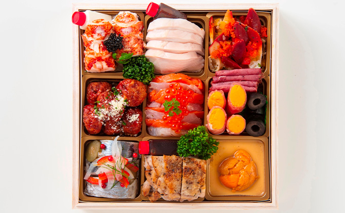 おせち 美食の宝石箱(和洋折衷の三段重)エルマール 4人前 40品 2026 東北・関東限定 三段重 惣菜 生おせち 数量限定 和風 洋風 レストラン 福島県 郡山市