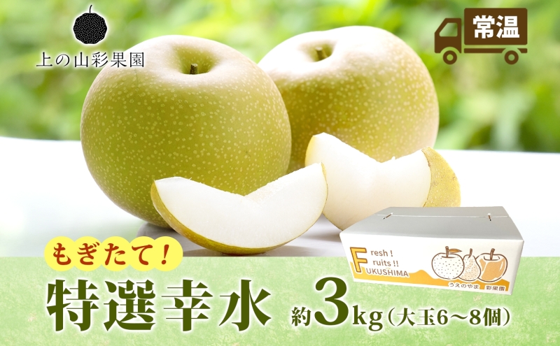 特選 幸水 約3kg 大玉 6～8個 なし 梨 ナシ もぎたて 甘い 旬 果物 GAP 認証 産地直送 贈り物 贈答用 送料無料 上の山 彩果園 福島県 郡山市
