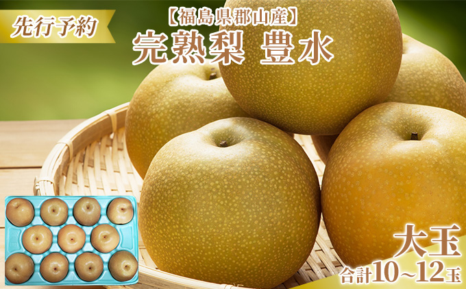 【先行予約】【福島県郡山産】完熟梨 豊水 大玉（10～12玉） 果物 フルーツ 食後 デザート おやつ 程よい酸味 強い甘み 朝摘み