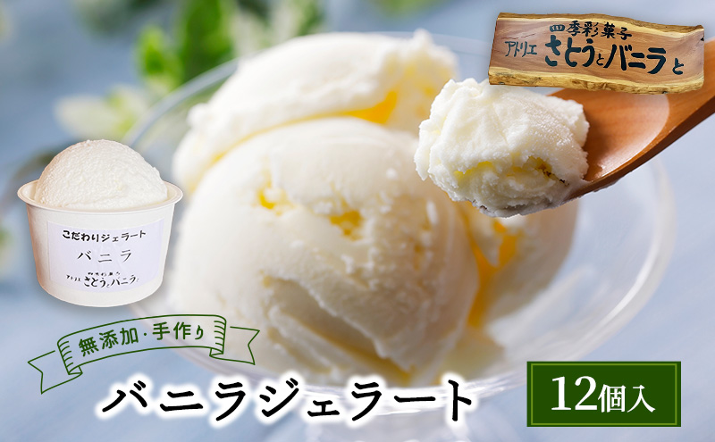 【手作り・無添加】バニラジェラート 100ml×12個入 カップ入り 天然塩 ジェラート 無添加 蔵王 低温殺菌牛乳 バニラビーンズ