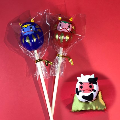 【伝統工芸品】豆だるま（丑）1体、 赤青おに豆ダルマ 2体セット ※ 開運 願掛け 縁起物 魔除け