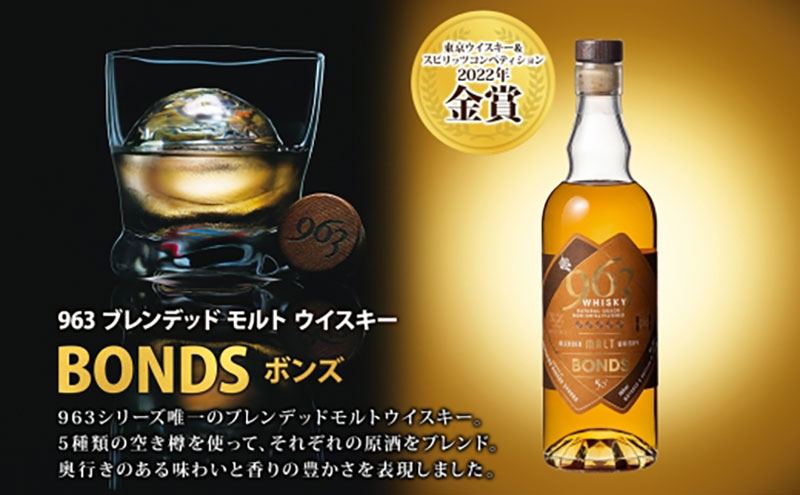 ブレンデッドウイスキー 963 ボンズ×アクシスセット 700ml 各1本 お酒 酒 アルコール 原酒 樽 熟成 AXIS オリジナル ハイボール 宅飲み 晩酌 ウィスキー ギフト 人気 常温 送料無料 福島県南酒販 福島県 郡山市