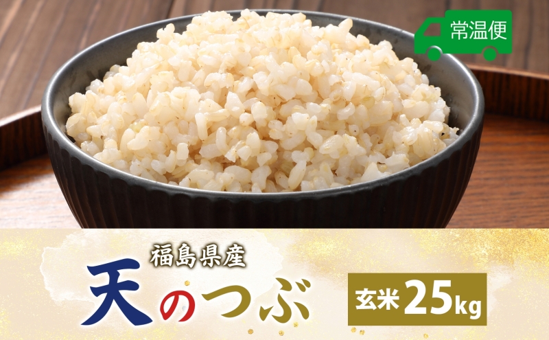 令和7年産 天のつぶ（玄米）25kg 玄米 げんまい 米 お米 こめ おこめ ライス 冷めても美味しい お弁当 おにぎり 塩むすび カレー どんぶり 丼 ふっくら お取り寄せ 備蓄 送料無料 福島県 郡山市
