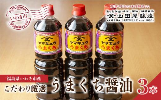 【味噌・醤油・発酵食品】いわき市山田屋醸造　こだわり厳選醤油3本セット（うまくち）