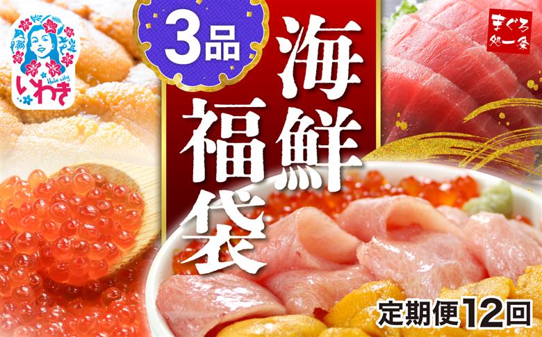 【定期便/計12回】海鮮3品セット【DG001-t12】|いわき市 ふるさと納税 株式会社東日本貿易 鮪 本鮪 本まぐろ マグロ 刺し身 さしみ さかな 海鮮 寿司 解凍レシピ付 【定期便/計12回】