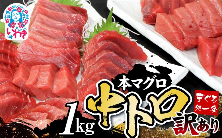 【単品】本マグロ 訳あり 中トロ 1kg 解凍レシピ付 約6～8人前 本マグロのトロ食べ放題！ 【単品】