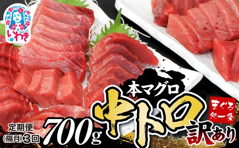 【定期便/隔月/計3回】本マグロ訳あり中トロ700g（計2.1kg）【DG008-tk3】|いわき市 ふるさと納税 株式会社東日本貿易 鮪 本鮪 本まぐろ マグロ トロ とろ 刺し身 さしみ さかな 海鮮 寿司 解凍レシピ付 【定期便/隔月/計3回】