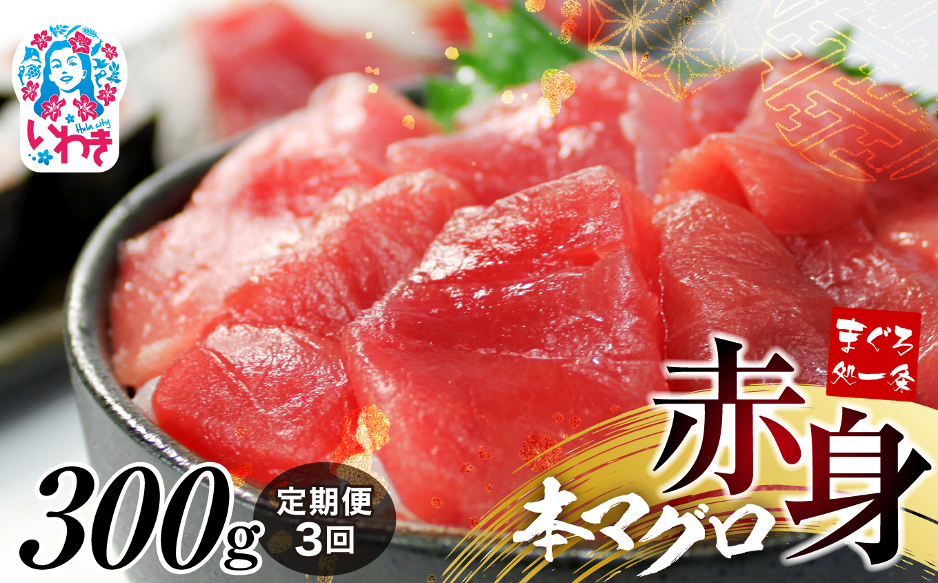 【定期便/計3回】本マグロ赤身300g（計900g）【DG009-t3】|いわき市 ふるさと納税 株式会社東日本貿易 鮪 本鮪 本まぐろ マグロ 刺し身 さしみ さかな 海鮮 寿司 解凍レシピ付 【定期便/計3回】