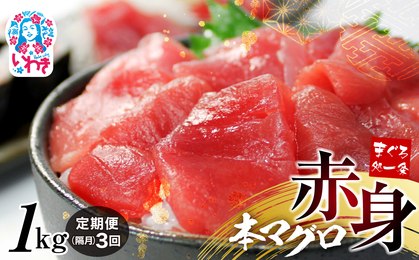 【定期便/隔月/計3回】本マグロ赤身1kg（3kg）【DG010-tk3】|いわき市 ふるさと納税 株式会社東日本貿易 鮪 本鮪 本まぐろ マグロ 刺し身 さしみ さかな 海鮮 寿司 解凍レシピ付 【定期便/隔月/計3回】