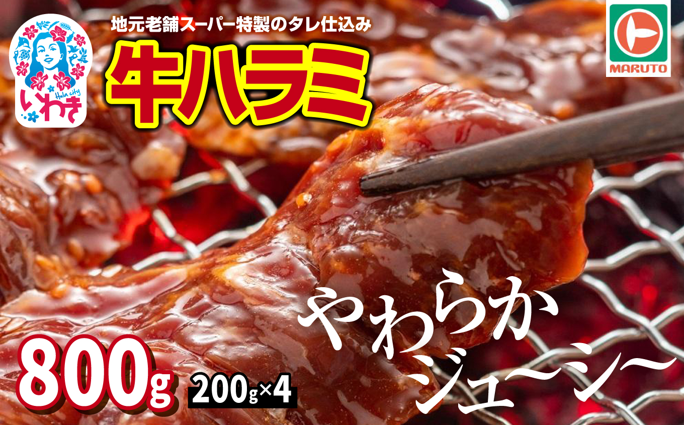 味付き牛ハラミ　800g(200g×4) | 特製タレ 焼くだけ 手作業で加工 焼肉 お取り寄せ バーベキュー ふるさと納税はらみ ふるさと納税ハラミ 柔らかい やわらかい 父の日 | EQ033-800g 800g(200g×4)
