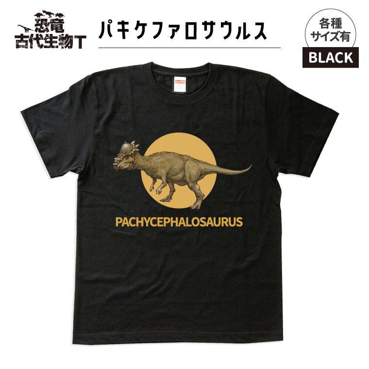 恐竜・古代生物Tシャツ　パキケファロサウルス 036　サイズ130（キッズ・ユニセックス）