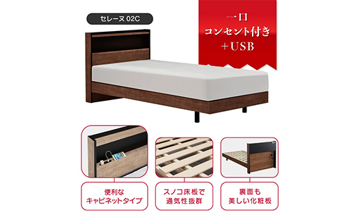 フランスベッド セレーヌ02C（脚付タイプ） マットレス セミダブル　ブラウン(BR）ミディアム F23R-900