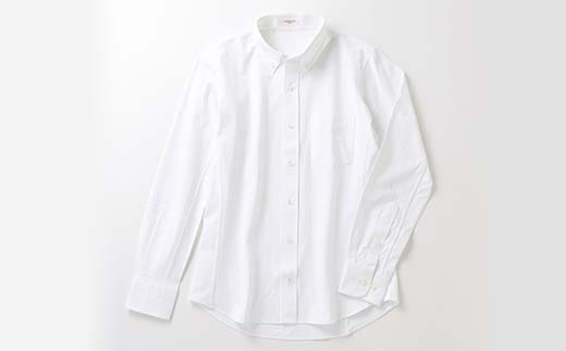 白河市の縫製工場が縫い上げる逸品！宇宙心地シャツ ヘリンボーンボタンダウンカラー 【ホワイト】リラックスフィット【XL】  F24R-020