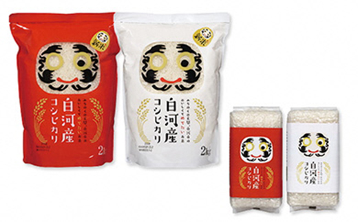白河産コシヒカリだるまパッケージ 小セット 米 お米 コメ ごはん ご飯 食品 F25R-008