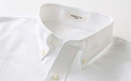 白河市の縫製工場が縫い上げる逸品！宇宙心地シャツ ヘリンボーンボタンダウンカラー 【ホワイト】レギュラーフィット【XL】  F24R-017