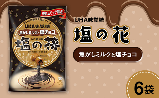 UHA味覚糖 塩の花 焦がしミルクと塩チョコ 6パック入り キャンディ お菓子 あめ アメ飴 菓子 食品  F24R-130
