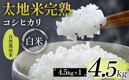 2026年産 自然栽培米 太地米完熟【こしひかり】 白米 4.5kg ブ