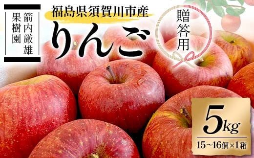 須賀川市産 リンゴ 贈答用 5kg（15～16個）＜箭内厳雄果樹園