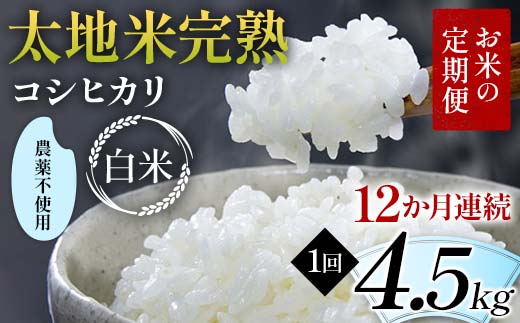 【先行予約】お米の定期便 農薬不使用米 太地米完熟 【こ