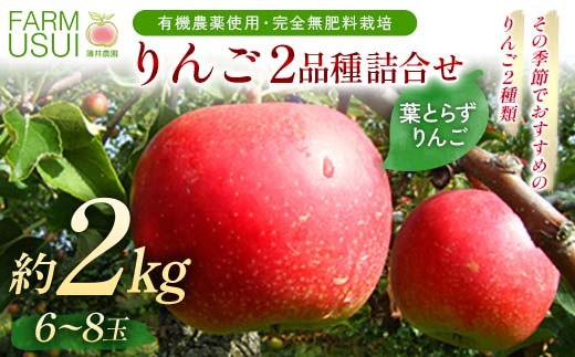有機農薬使用・完全無肥料栽培「りんご2品種詰合せ」葉と
