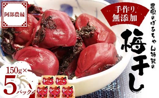 農家のばあちゃん 特製の手作り 無添加 梅干し 150g×5パック