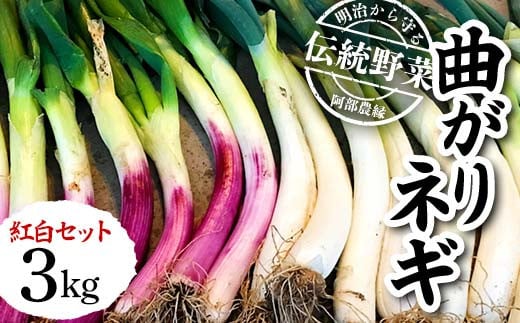 明治から守る伝統野菜「曲がりネギ 紅白セット」約3kg F7X-00