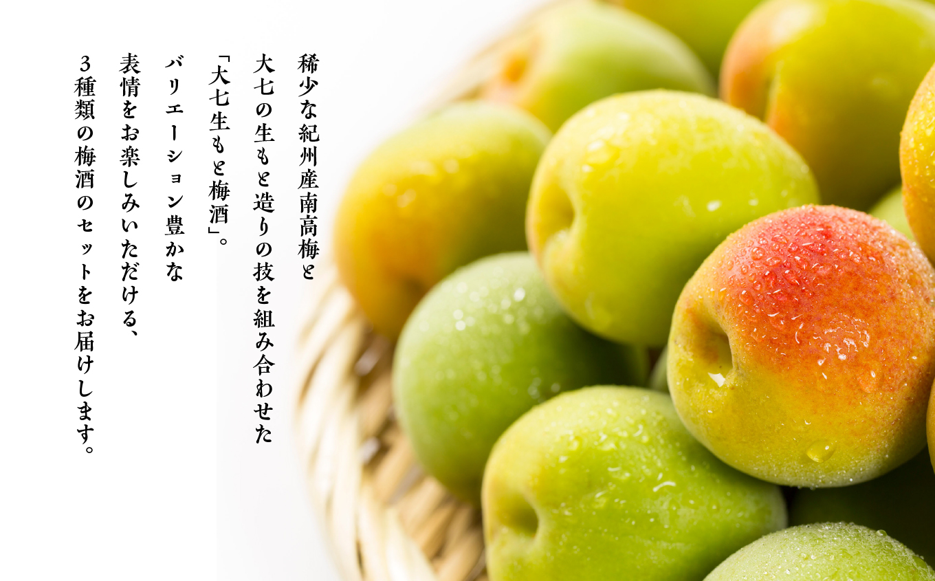 《2025年11月下旬以降順次発送》大七酒造 梅酒飲み比べセット「生もと梅酒 極上品720ml」「生もと梅酒300ml」「生もと梅酒シルキースパークリング300ml」合計3本【道の駅安達】