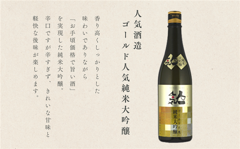 人気酒造「ゴールド人気純米大吟醸」 檜物屋酒造店「純米酒」 720ml×各2種【道の駅安達】
