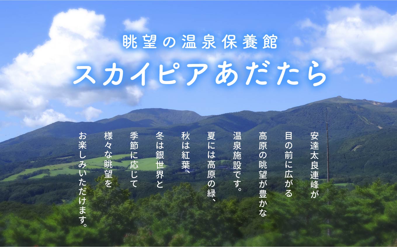 眺望の温泉 保養館「スカイピアあだたら」日帰り温泉 ペア入浴券【道の駅「安達」智恵子の里】