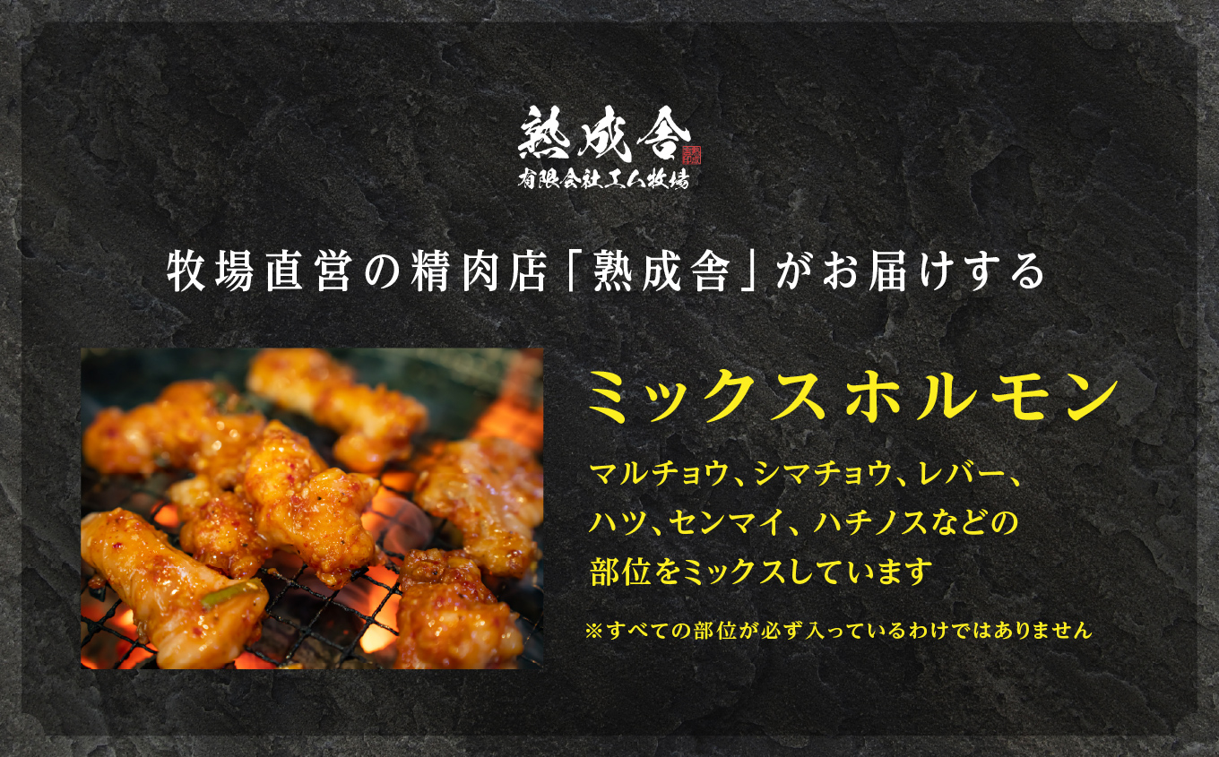 二本松熟成牛 味付きミックスホルモン 1kg（500g×2袋）【有限会社エム牧場】